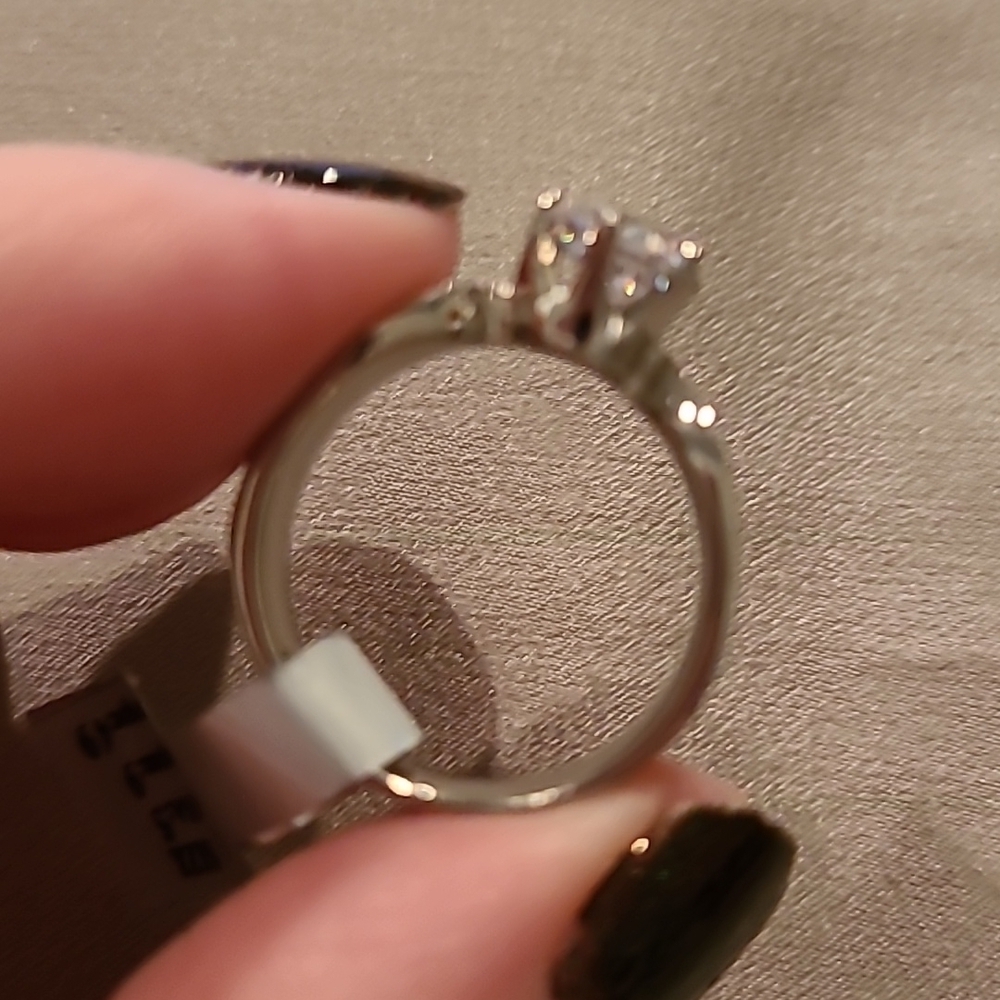 Cubic zirconia stainless steel wide band ring - Picture 4 of 8